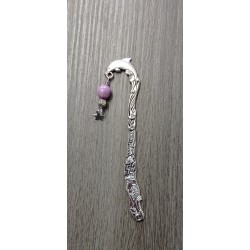 Ceramic purple bookmark, fabrics and silver metal