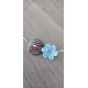 Collier fleur céramique bleu violine et brun bllanc mariage soirée acier inoxydable