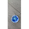 Collier bijoux artisanaux céramique bleu motif florale