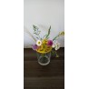 Pique fleurs pour verre ou pot jaune soleil .Création artisanale en faïence émaillé