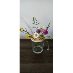 Pique fleurs pour verre ou pot jaune orange .Création artisanale en faïence émaillé