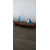 Décoration bateau de verre fusing et bois flotté