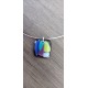 Pendentif verre fusing bleu et turquoise créatrice vendée