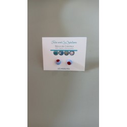 Les asymétriques : Boucles d'oreilles puce verre fusing bleu rouge