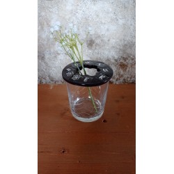 Bobèche, support de bouturage pour verre standard ou pot à confiture. Création artisanale en faïence brune émaillé