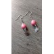 Boucles d'oreilles céramique rose noir fleurs