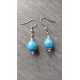Boucles d'oreilles céramique perles bleu jade acier inoxydable