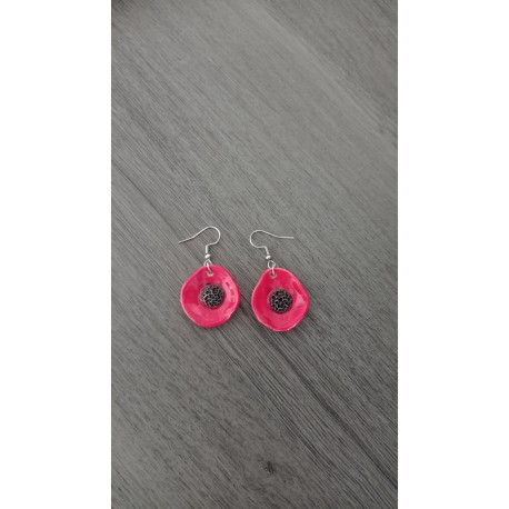 Boucles d'oreilles coquelicots rouge céramique