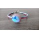 Bracelet bleu et turquoise sur verre artisanale et cuir, acier inoxydable made in france vendée