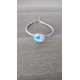 Bracelet bleu et turquoise sur verre artisanale et cuir, acier inoxydable made in france vendée
