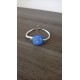 Bracelet bleu sur cuir, verre dichroïque artisanale sur cuir et acier inoxydable made in france vendée