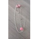Sautoir rose noir faïence sur acier inoxydable anallergique