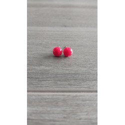 Boucles d'oreilles puce verre fusing millefiori rouge transparent