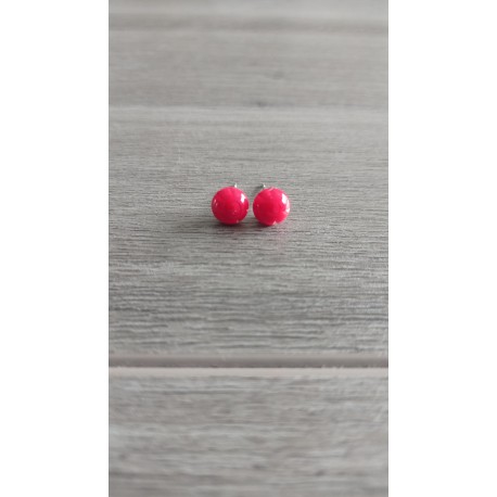 Boucles d'oreilles puce verre fusing millefiori rouge transparent