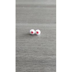 Boucles d'oreilles verre fusing millefiori blanche transparentes rouge