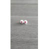 Boucles d'oreilles verre fusing millefiori blanches et rouges avec effet de transparence