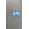 Boucles d'oreilles puce verre fusing bleues nervurées acier inoxydable