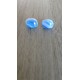 Boucles d'oreilles puce verre fusing bleu ciel acier inoxydable