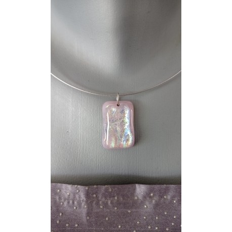 collier de verre fusing rose dichroïc