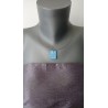 Light blue dichroic pendant with fusing glass reflection handmade vendée creation