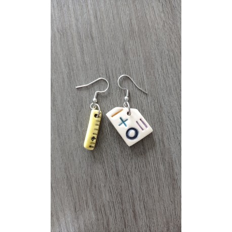 Boucles d'oreilles ardoise crayon cadeau maitresse