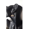 Boucles d'oreilles colorés forme fleur de faïence céramique multicolore