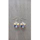 Boucles d'oreilles colorés forme fleur de faïence céramique multicolore