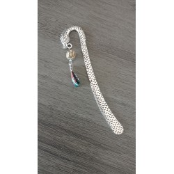 Green ceramic bookmark, liberty fabrics and silver metal