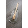 Repose cuillère en petite bouteille de verre fondue recyclé transparente