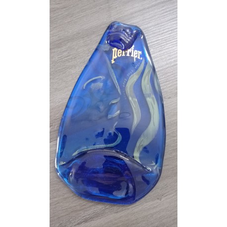 Repose cuillère bleu en bouteille de verre recyclé, fondue en Vendée 