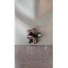 Collier céramique puzzle rose turquoise et noir
