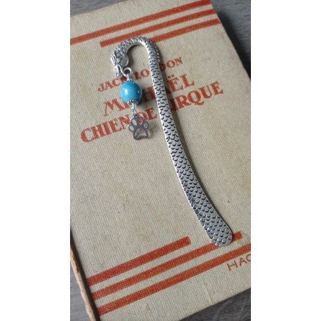 Ceramic turquoise and silver metal bookmark