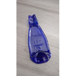 Repose cuillère bleu en bouteille de verre recyclé, fondue en Vendée 