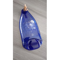 Décoration Repose cuillère bleu en bouteille de verre recyclé, fondue en Vendée 