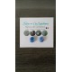 Boucles d'oreilles puce verre fusing millefiori bleu marbré