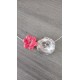 Red and white ceramic flower necklace wedding stainless steel evening