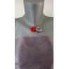 Red and white ceramic flower necklace wedding stainless steel evening