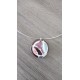Black enamelled earthenware pendant and blue orange-red glass