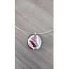 Black enamelled earthenware pendant and blue orange-red glass