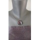 Black enamelled earthenware pendant and blue orange-red glass