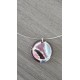 Black enamelled earthenware pendant and blue orange-red glass