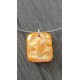 Pendentif orange transparent dichroic reflets rose doré en verre fusing création artisanale vendée