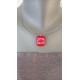 Pendentif rouge transparent aux reflets de verre dichroic en fusing création artisanale vendée
