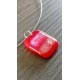 Transparent red pendant dichroic orange pink fusing glass creation handcrafted vendée