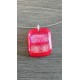 Transparent red pendant dichroic orange pink fusing glass creation handcrafted vendée