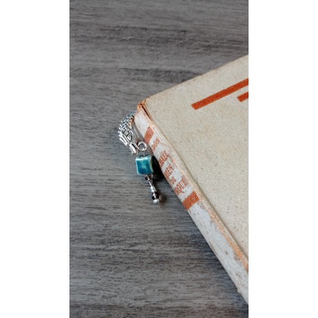 Marque-page turquoise céramique et métal argenté