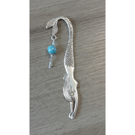 Ceramic turquoise and silver metal bookmark