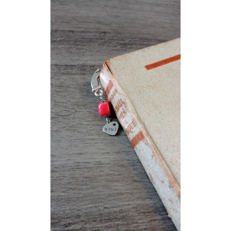 Marque-page rouge et noir en céramique et métal argenté