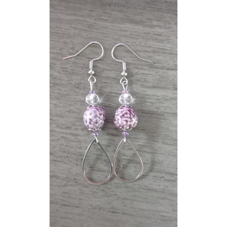 Boucles d'oreilles céramique violettes réversibles