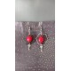Boucles d'oreilles asymétriques céramique rouge 